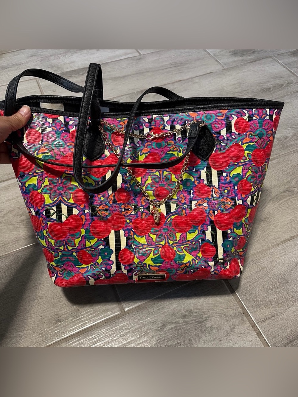 Betsey Johnson Fresh n Fruity Large Cherry print tote bag